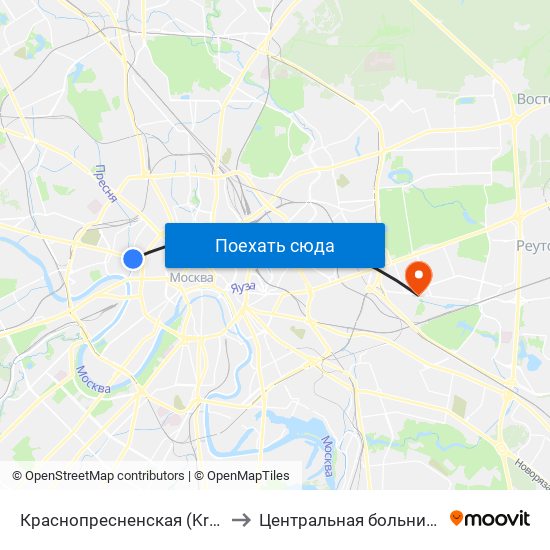 Краснопресненская (Krasnopresnenskaya) to Центральная больница ОАО "РЖД" #4 map