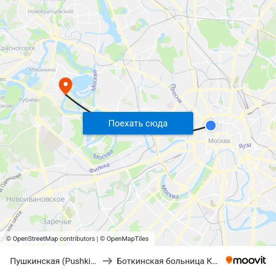 Пушкинская (Pushkinskaya) to Боткинская больница Корпус 11 map