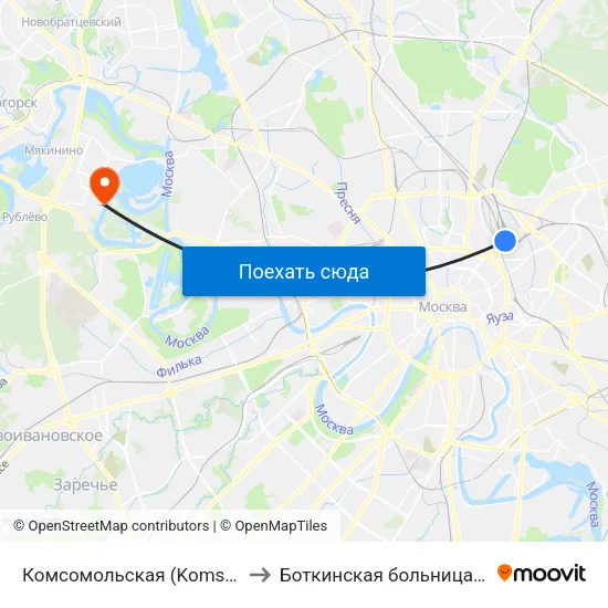 Комсомольская (Komsomolskaya) to Боткинская больница Корпус 11 map