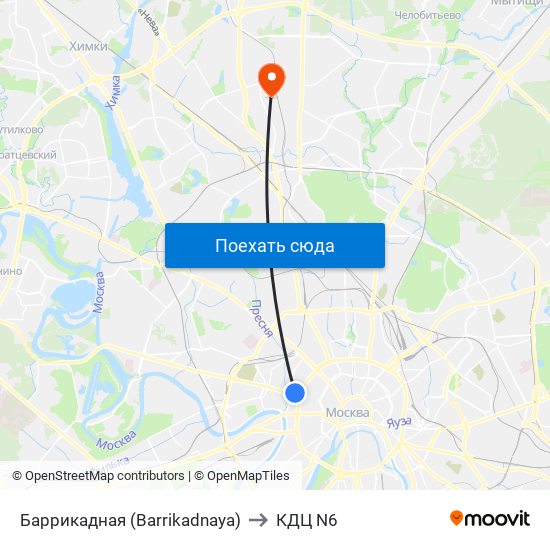 Баррикадная (Barrikadnaya) to КДЦ N6 map