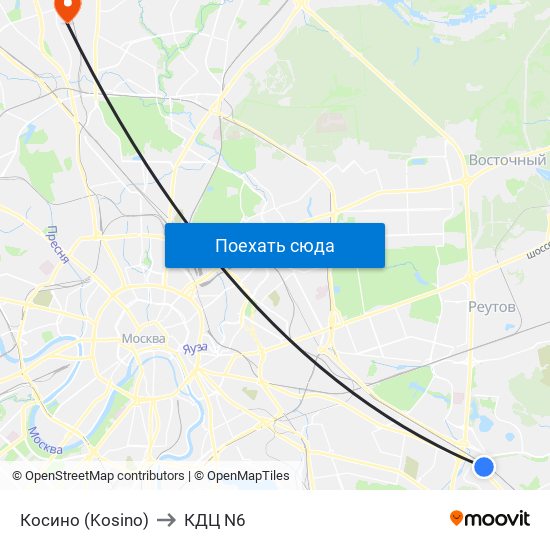 Косино (Kosino) to КДЦ N6 map