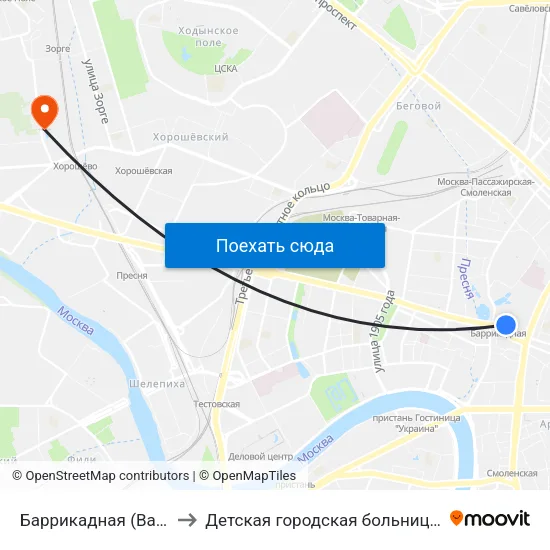Баррикадная (Barrikadnaya) to Детская городская больница им. Филатова map