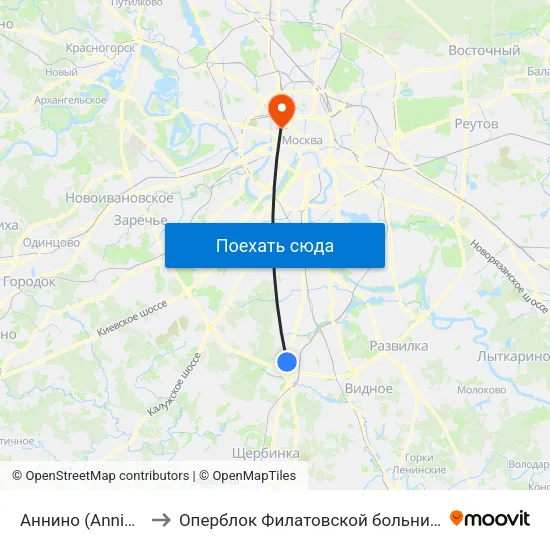 Аннино (Annino) to Оперблок Филатовской больницы map