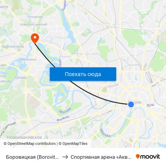 Боровицкая (Borovitskaya) to Спортивная арена «Аквариум» map