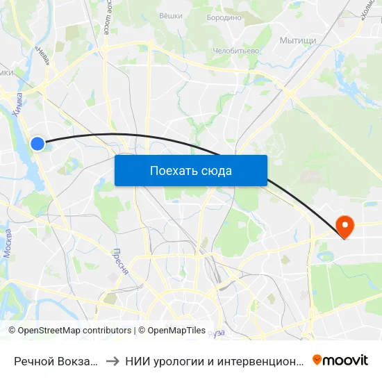 Речной Вокзал (Rechnoy Vokzal) to НИИ урологии и интервенционной радиологии им. Н.А. Лопаткина map