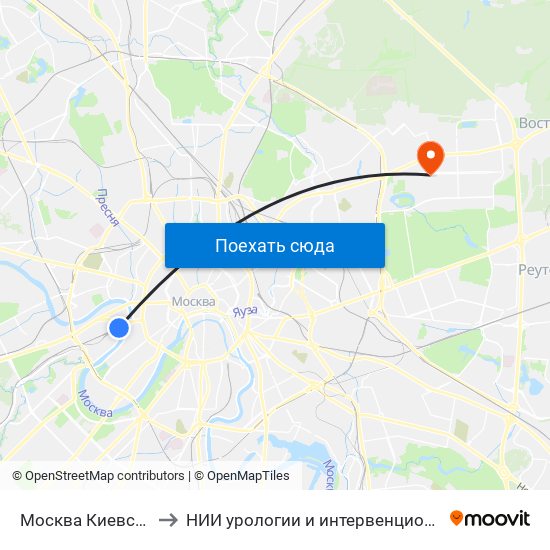 Москва Киевская (Kievsky Station) to НИИ урологии и интервенционной радиологии им. Н.А. Лопаткина map