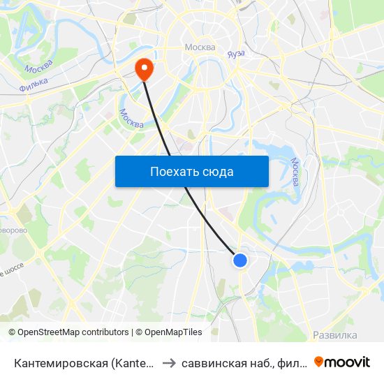 Кантемировская (Kantemirovskaya) to саввинская наб., филиал МЭСИ map