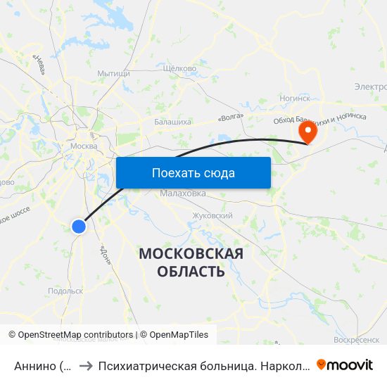 Аннино (Annino) to Психиатрическая больница. Наркологический диспансер map