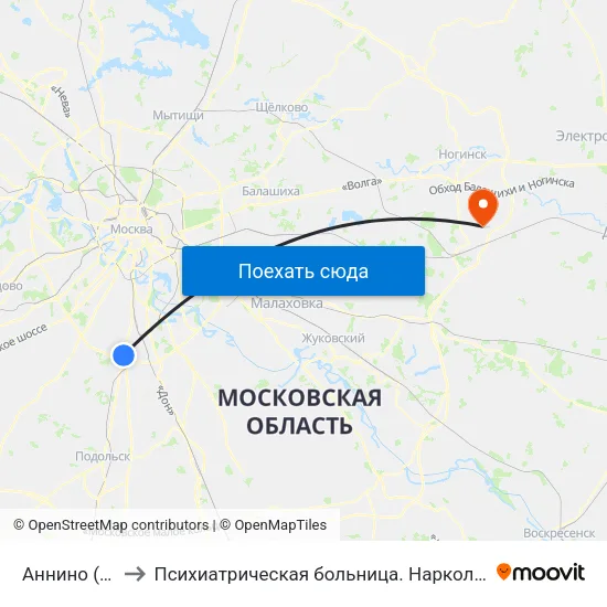 Аннино (Annino) to Психиатрическая больница. Наркологический диспансер map