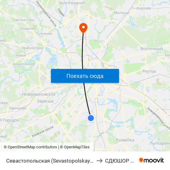 Севастопольская (Sevastopolskaya) to СДЮШОР 76 map