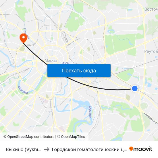 Выхино (Vykhino) to Городской гематологический центр map