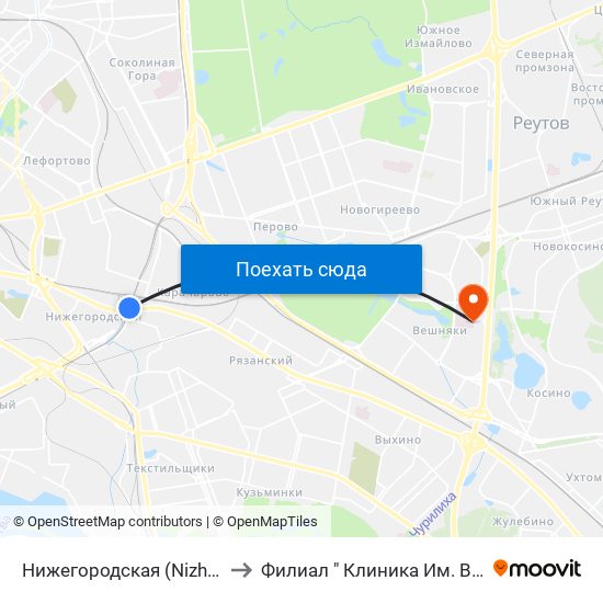 Нижегородская (Nizhegorodskaya) to Филиал " Клиника  Им. В.г. Короленко" map