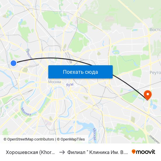 Хорошевская (Khoroshevskaya) to Филиал " Клиника  Им. В.г. Короленко" map