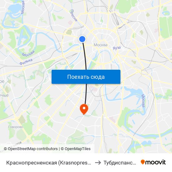 Краснопресненская (Krasnopresnenskaya) to Тубдиспансер #4 map