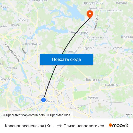 Краснопресненская (Krasnopresnenskaya) to Психо-неврологический Диспансер map