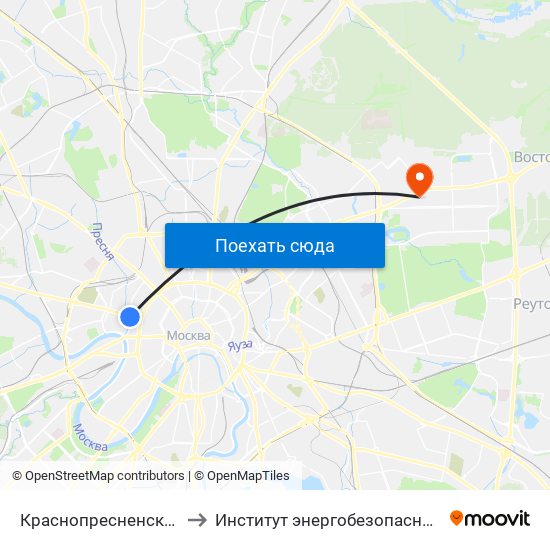 Краснопресненская (Krasnopresnenskaya) to Институт энергобезопасности и энергосбережения (МИЭЭ) map