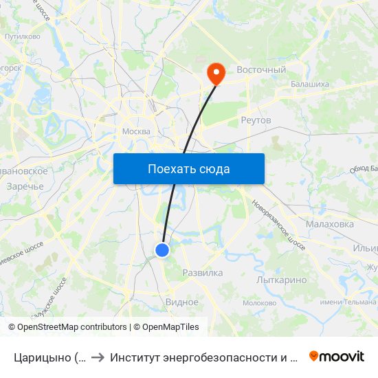 Царицыно (Tsaritsyno) to Институт энергобезопасности и энергосбережения (МИЭЭ) map