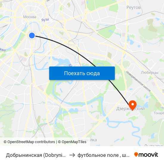 Добрынинская (Dobryninskaya) to футбольное поле , школа#6 map