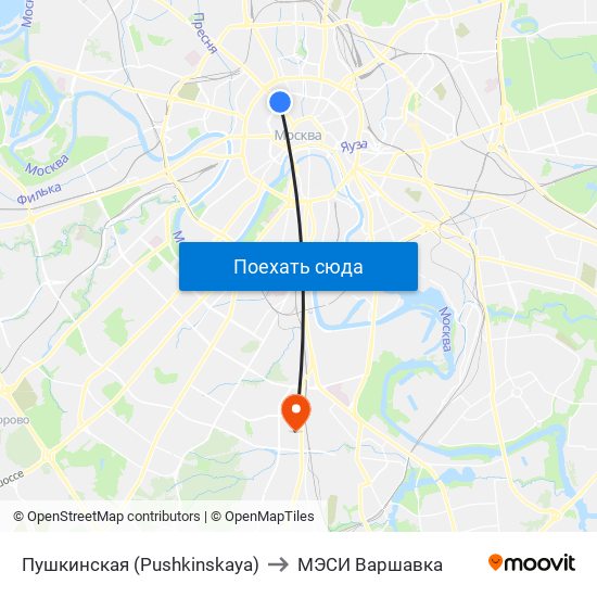 Пушкинская (Pushkinskaya) to МЭСИ Варшавка map