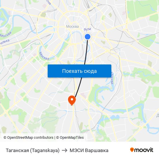 Таганская (Taganskaya) to МЭСИ Варшавка map