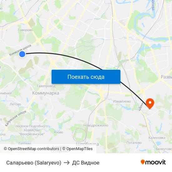 Саларьево (Salaryevo) to ДС Видное map