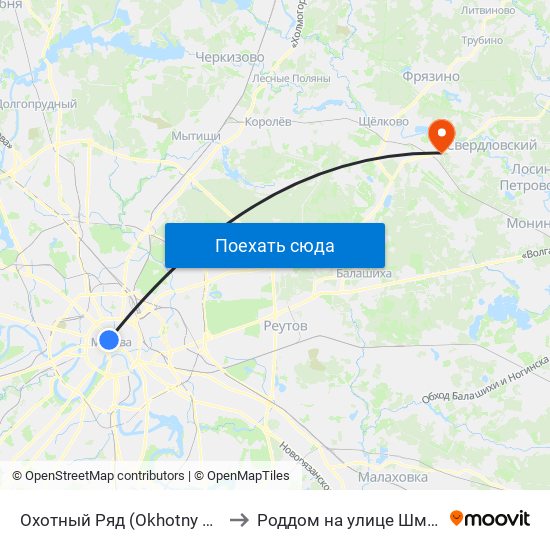 Охотный Ряд (Okhotny Ryad) to Роддом на улице Шмидта map