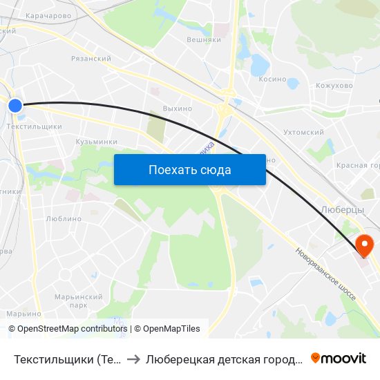 Текстильщики (Tekstilschiki) to Люберецкая детская городская больница map