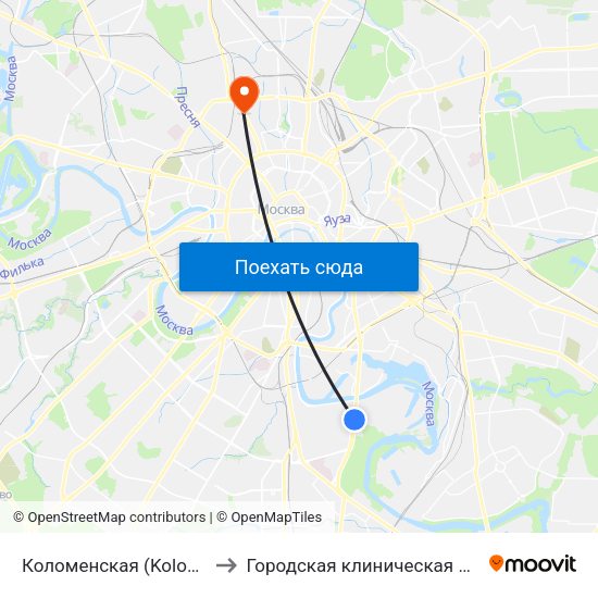Коломенская (Kolomenskaya) to Городская клиническая больница 13 map