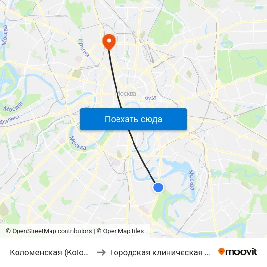 Коломенская (Kolomenskaya) to Городская клиническая больница 13 map