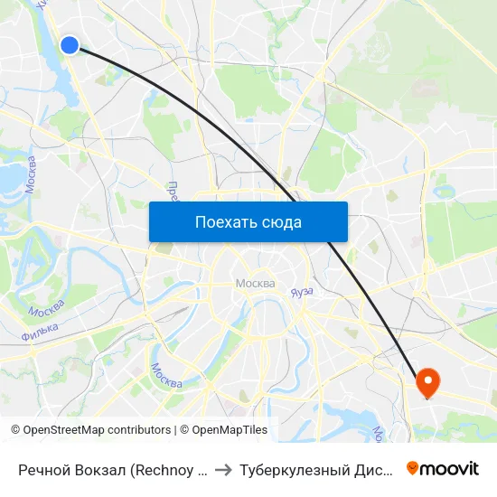 Речной Вокзал (Rechnoy Vokzal) to Туберкулезный Диспансер map