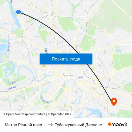 Метро Речной вокзал to Туберкулезный Диспансер map