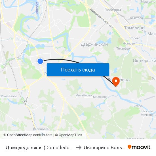 Домодедовская (Domodedovskaya) to Лыткарино Больница map