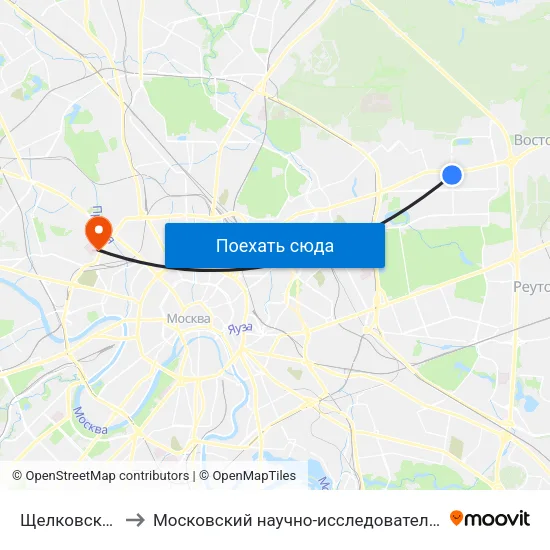 Щелковская (Schelkovskaya) to Московский научно-исследовательский онкологический институт им. П. А. Герцена map