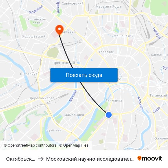 Октябрьская (Oktyabrskaya) to Московский научно-исследовательский онкологический институт им. П. А. Герцена map