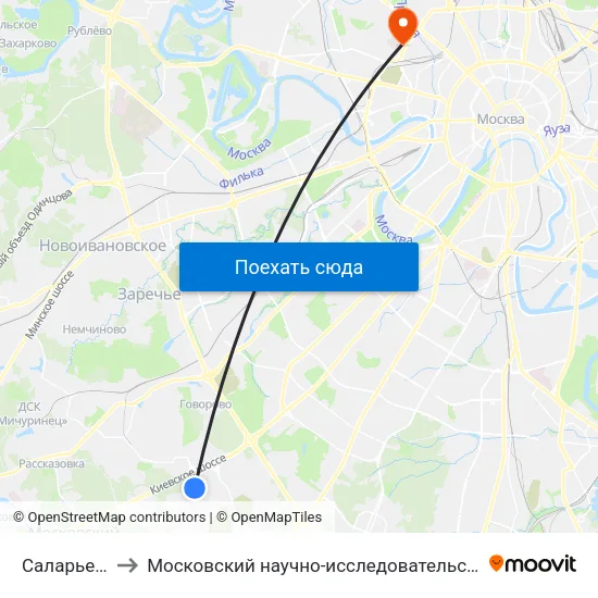 Саларьево (Salaryevo) to Московский научно-исследовательский онкологический институт им. П. А. Герцена map