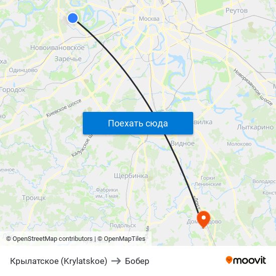 Крылатское (Krylatskoe) to Бобер map