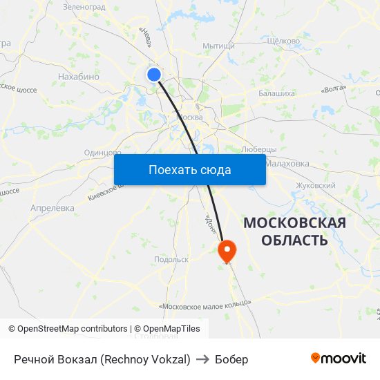 Речной Вокзал (Rechnoy Vokzal) to Бобер map