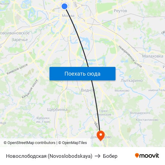 Новослободская (Novoslobodskaya) to Бобер map