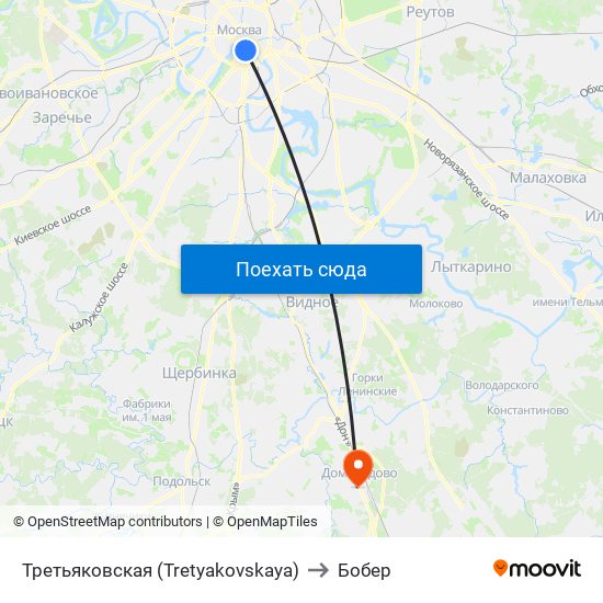 Третьяковская (Tretyakovskaya) to Бобер map