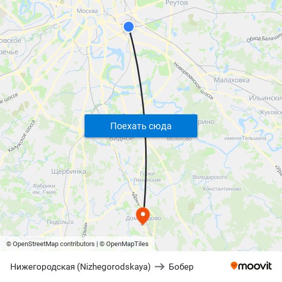 Нижегородская (Nizhegorodskaya) to Бобер map