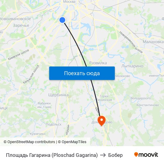 Площадь Гагарина (Ploschad Gagarina) to Бобер map