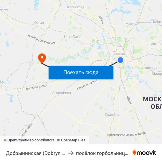 Добрынинская (Dobryninskaya) to посёлок горбольницы № 45 map