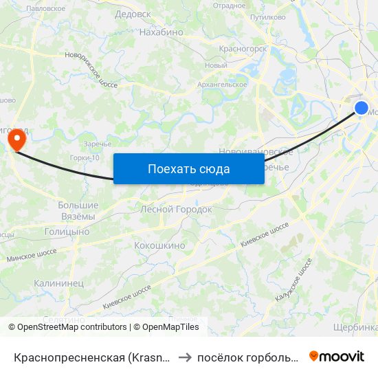 Краснопресненская (Krasnopresnenskaya) to посёлок горбольницы № 45 map