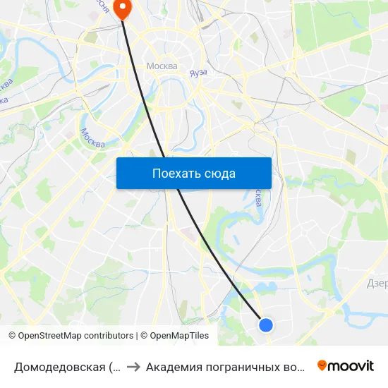 Домодедовская (Domodedovskaya) to Академия пограничных войск Российской Федерации map