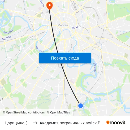 Царицыно (Tsaritsyno) to Академия пограничных войск Российской Федерации map
