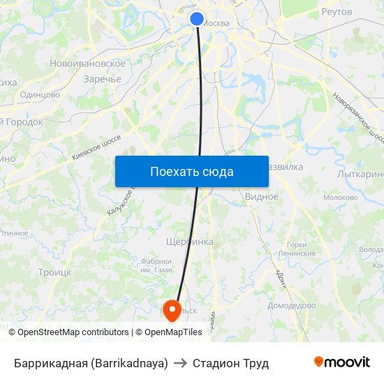 Баррикадная (Barrikadnaya) to Стадион Труд map