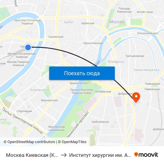 Москва Киевская (Kievsky Station) to Институт хирургии им. А.В.Вишневского map