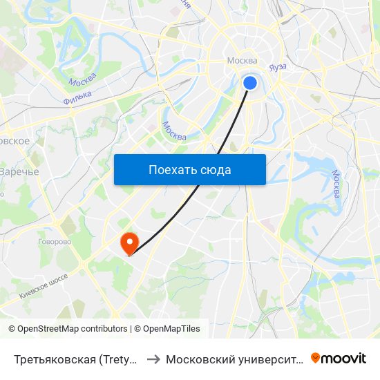 Третьяковская (Tretyakovskaya) to Московский университет МВД РФ map