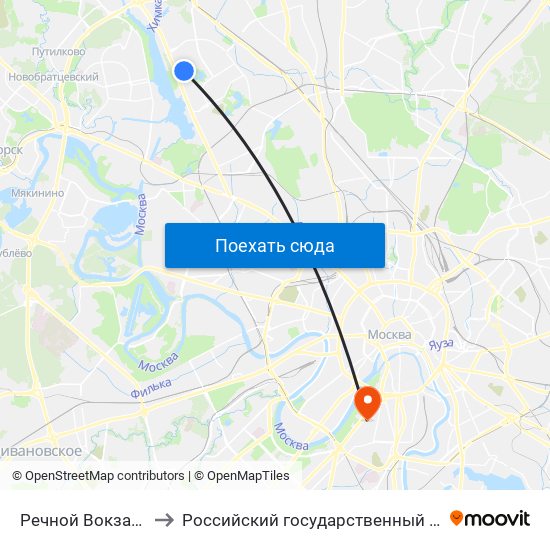 Речной Вокзал (Rechnoy Vokzal) to Российский государственный университет имени А. Н. Косыгина map