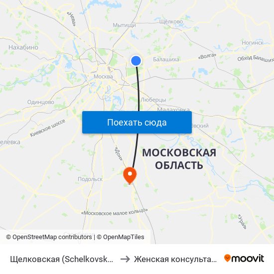 Щелковская (Schelkovskaya) to Женская консультация map